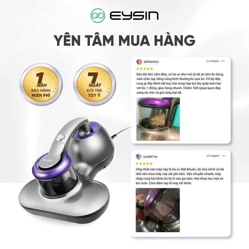 Máy hút bụi giường nệm EYSIN S10 15000pa lực hút mạnh diệt khuẩn tia UV Làm Sạch 8