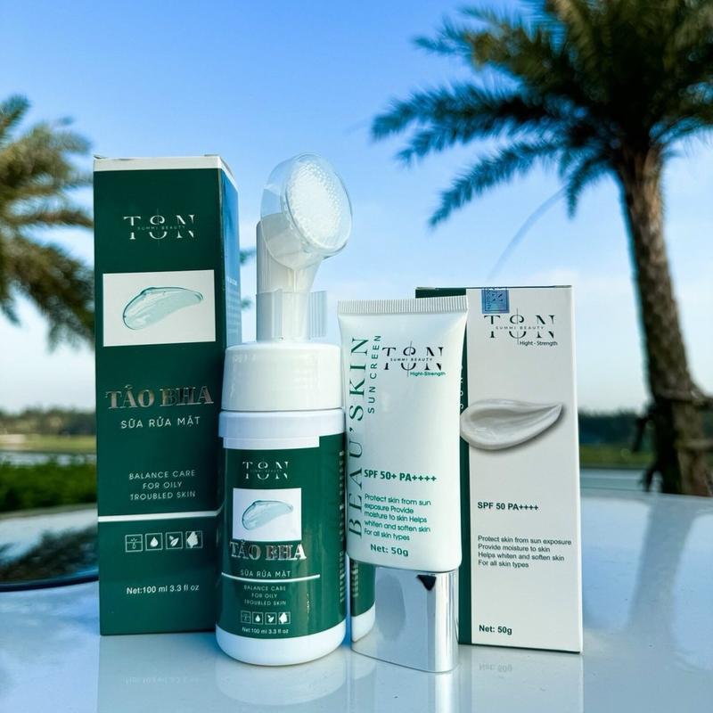 Combo kem chống nắng BEAU’SKIN + sữa rửa mặt Tảo BHA Skincare
