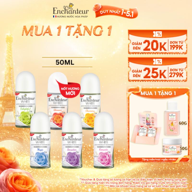 DUY NHẤT 1-5.1 MUA 1 ĐƯỢC 2 Lăn Khử Mùi Enchanteur White Charming Delightful Romantic Sensation Magic 50ml - 65ml