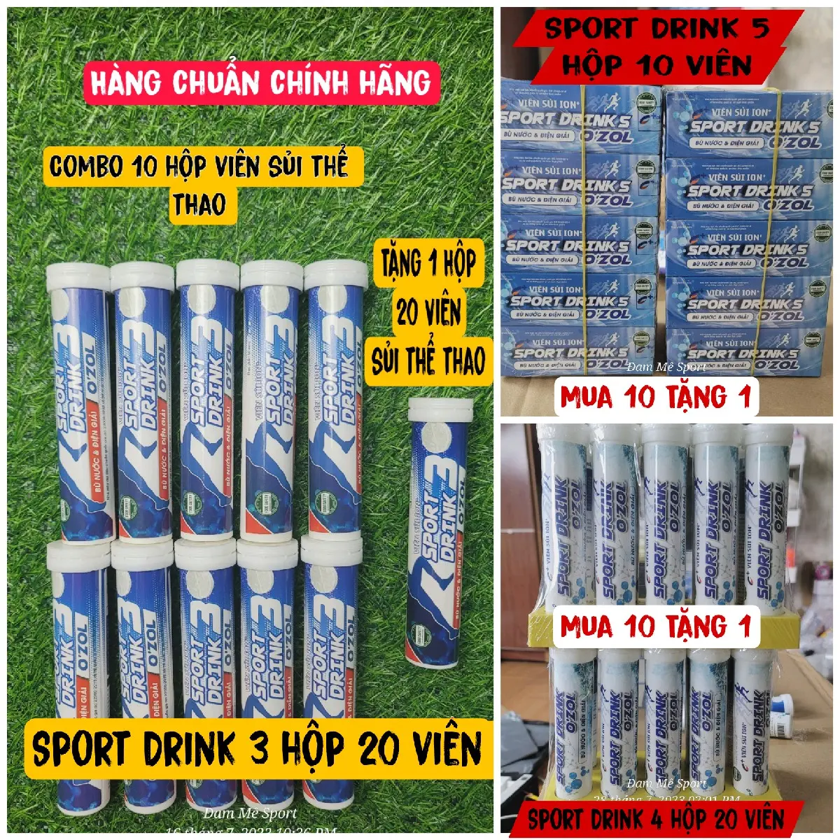 [Combo 10 Tặng 1] Combo 10 hộp Viên Sủi thể thao Sport Drink Ozol tặng 1 Hộp viên sủi thể thao Sport Drink ozol ( tổng 11 hộp) - Đam Mê Sport