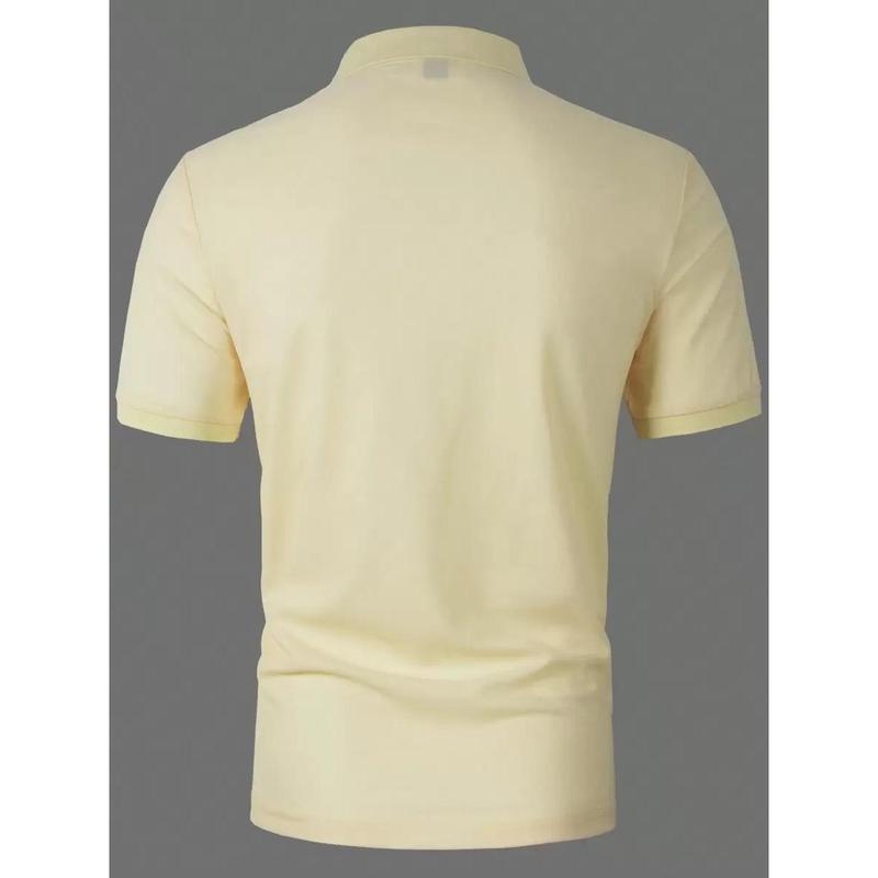 Manfinity Mode Men Letter Embroidery Detail Collar Polo Shirt, For Work Menswear Top Tropical Shortsleeve 1