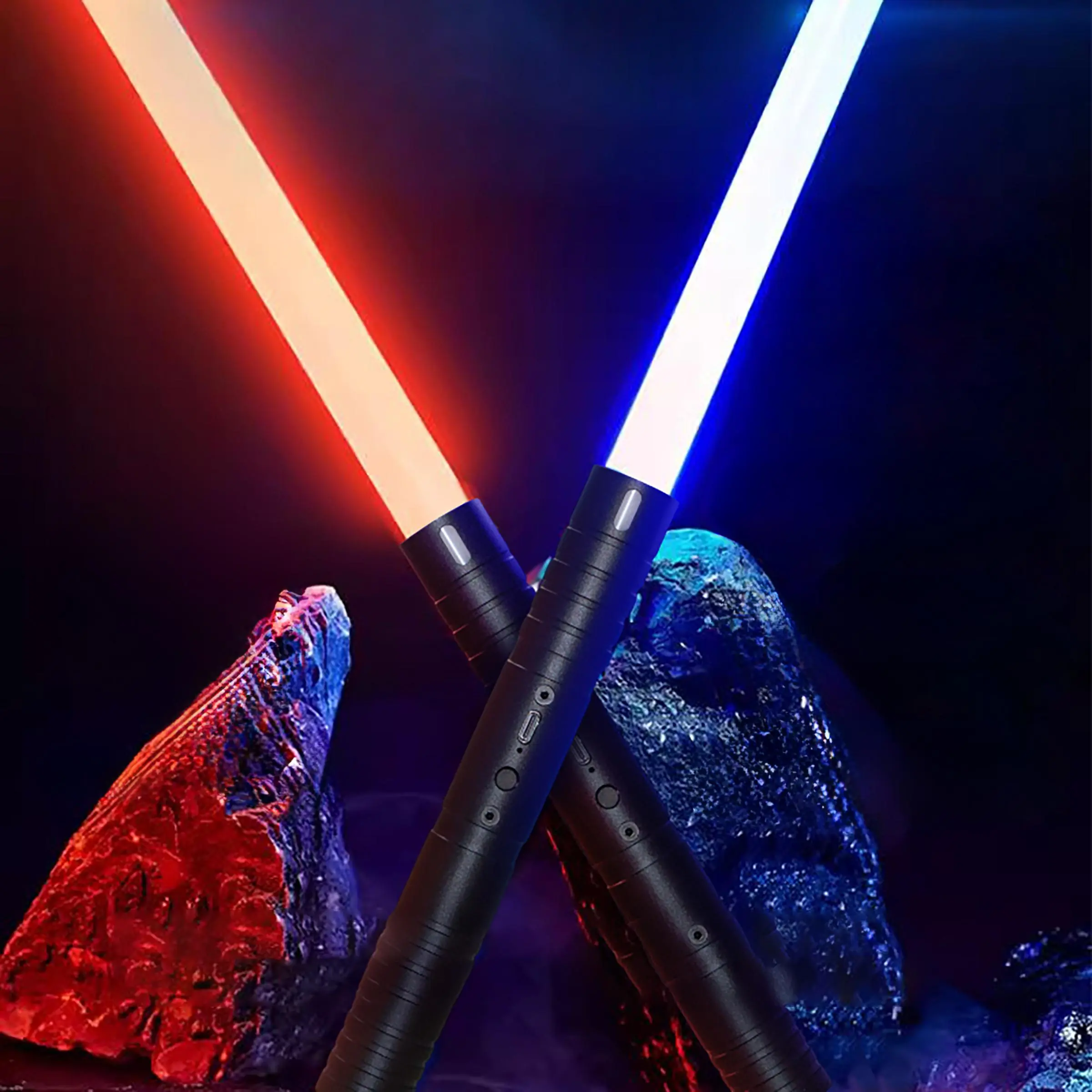 MAMXUAN Double Edged Lightsaber, Rechargeable Toy Lightsaber with 15 RGB Color Changing, LED Lightsaber for Party, Home Decor