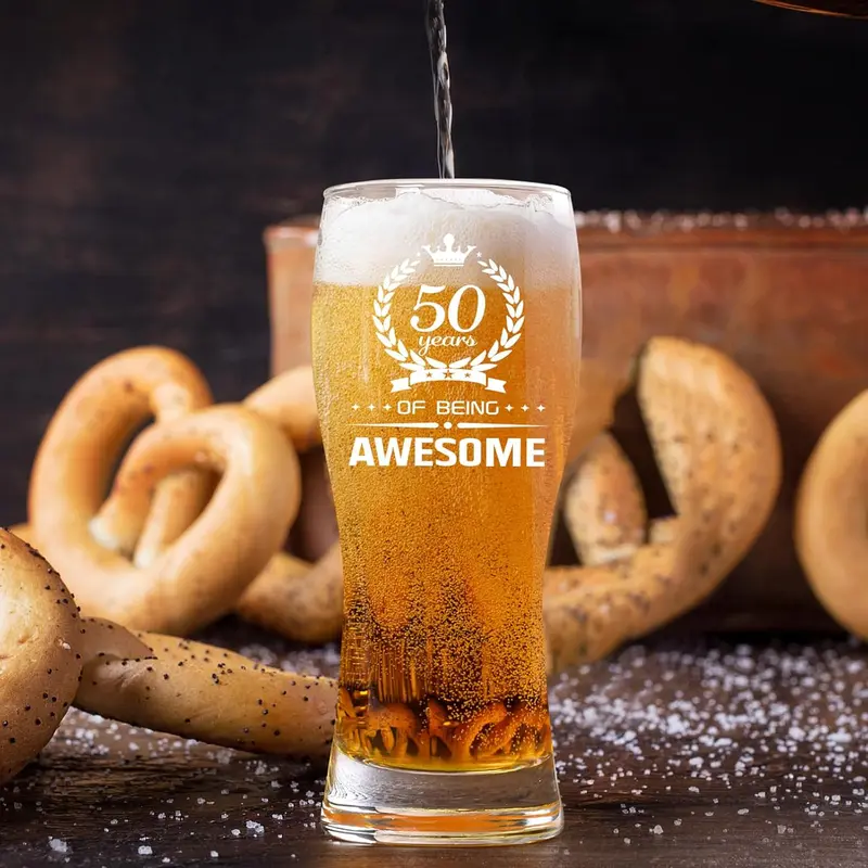 Joymaking Personalised Pint Glass 15oz for Men's 50th Birthday Gifts 1