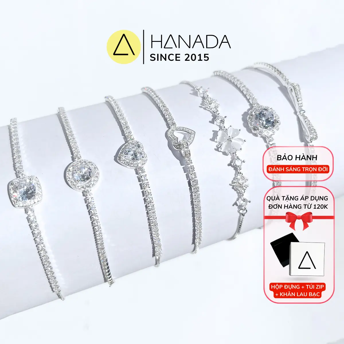 Tổng Hợp lắc tay bạc 925 Nguyên Chất (Bảo Hành Đánh Sáng Miễn Phí Trọn Đời) set trang sức bạc vòng tay dây rút Đính Đá Nhiều Mẫu Quà tặng sn bạn nữ vòng tay đẹp cho nữ Tùy Chỉnh HANADA