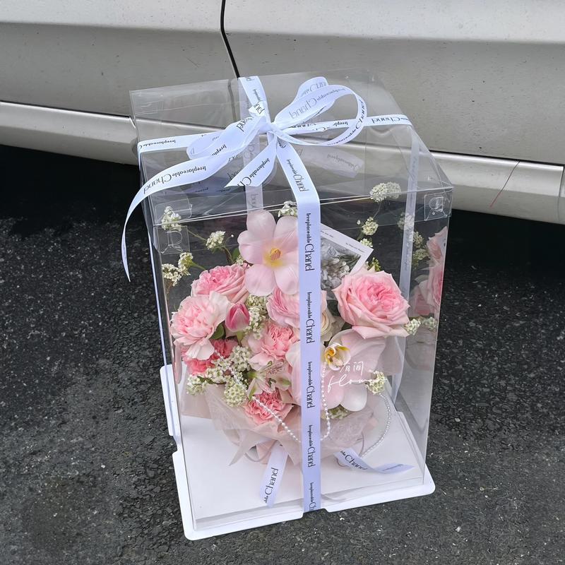 Hộp đựng bánh Mica Vuông trong suốt 11/13/16/22/26/28/30/32/34/36cm (cao 15-45cm, kèm đế) đựng bánh sinh nhật, quà tặng 7