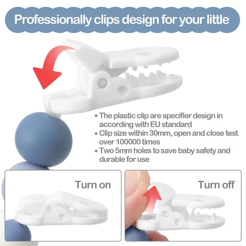 Silicone Pacifier Chain, 2 Counts/set Baby Teether Pacifier Anti-drop Chain, Baby Teething Relief Pacifier Holder, Baby Teether, Baby Care & Health 3