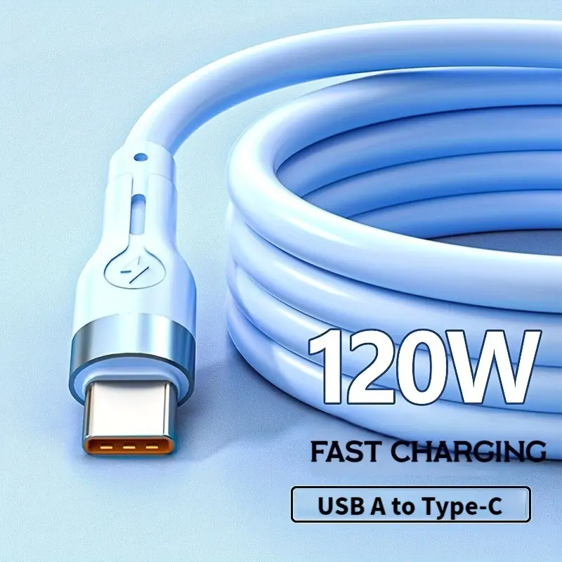 Super Fast Charging Type-C Cable - 120W 6A Liquid Silicone USB Cord, 1M/3.3ft Data Charger - Perfect Gift for Family, Lovers, and Friends on Holidays