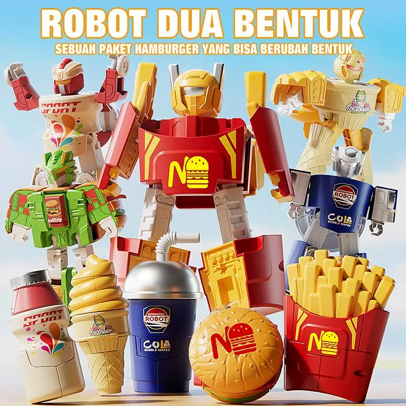 MAINAN EDUKATIF: Robot 2 Bentuk - Dari Makanan Lezat ke Pahlawan Super!