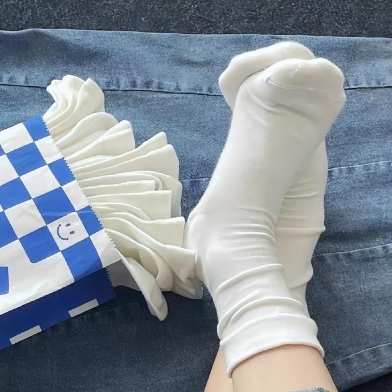 sét 10 đôi Tất Cổ Cao Nữ Hàn Quốc Trắng Trơn , Vớ Cổ Cao Nữ Hàn Quốc Trơn Nhiều Màu