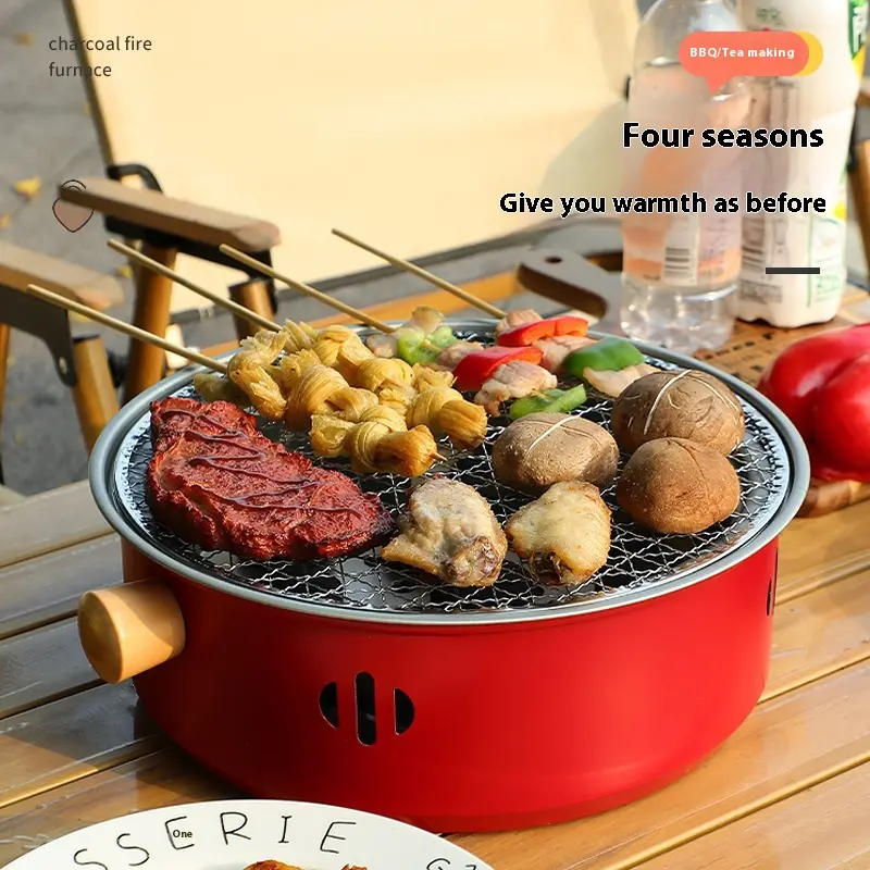 Outdoor barbecue stove for picnic, barbecue, barbecue, barbecue stove set, full set of pot stove, portable