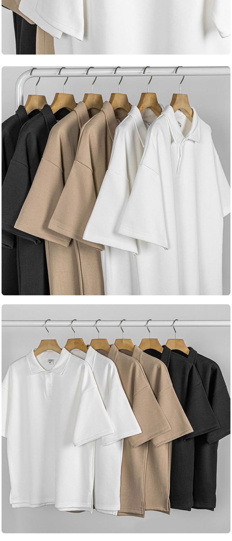 Product Introduction of Basic three colors! 290g heavy polo short-sleeved t-shirt, summer solid color loose lapel top is simple and comfortable 4