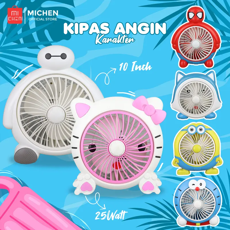 [COD] Kipas Angin Karakter 10inch Kipas Angin  listrik Termurah 2 kecepatan Karakter Lucu 0