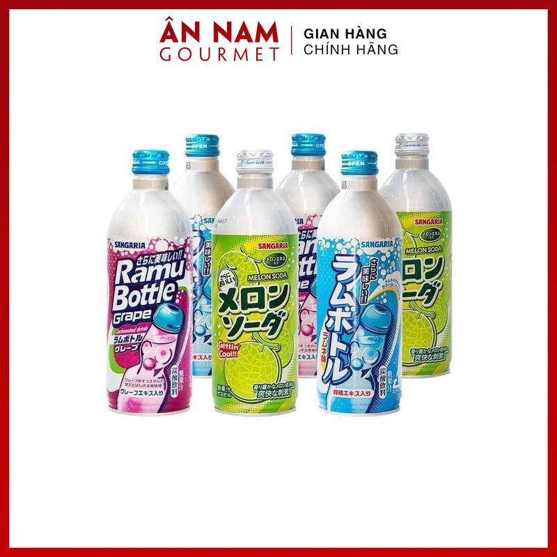 Nước giải khát Soda Sangaria vị nho vị dưa lưới vị tự nhiên chai nhôm 500ml hàng nội địa nhật bản 0