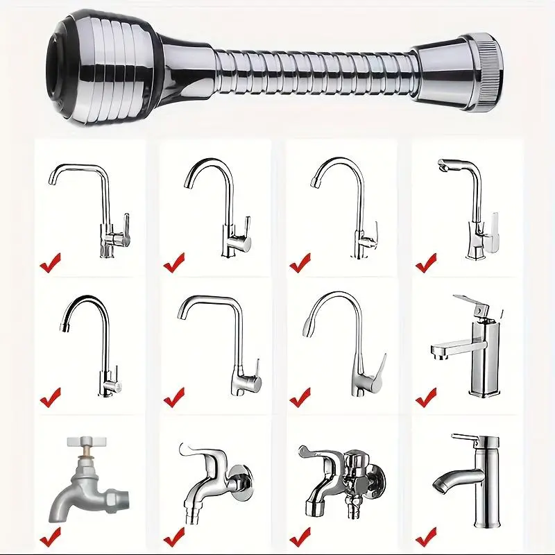 Kitchen Faucet Aerator, Durable Flexible Faucet Extender, Splash Proof Kitchen Sink Tap Aerator for Home Kitchen Bathroom 6