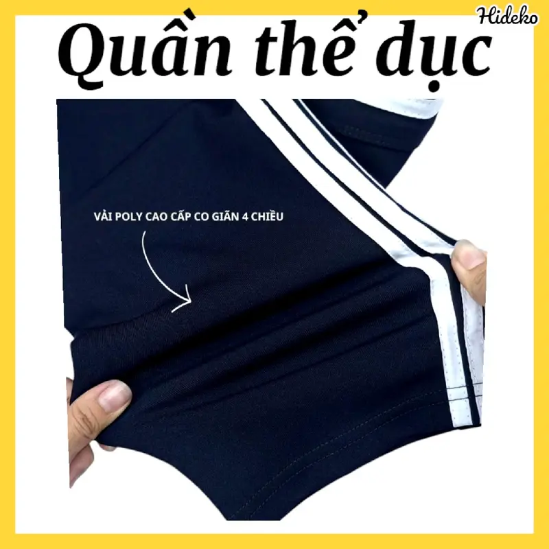 Quần thể dục 2 sọc, 3 sọc Poly giãn 4 chiều học sinh cấp 2, cấp 3. Quần thể thao xanh đen nam nữ 40-80kg 5