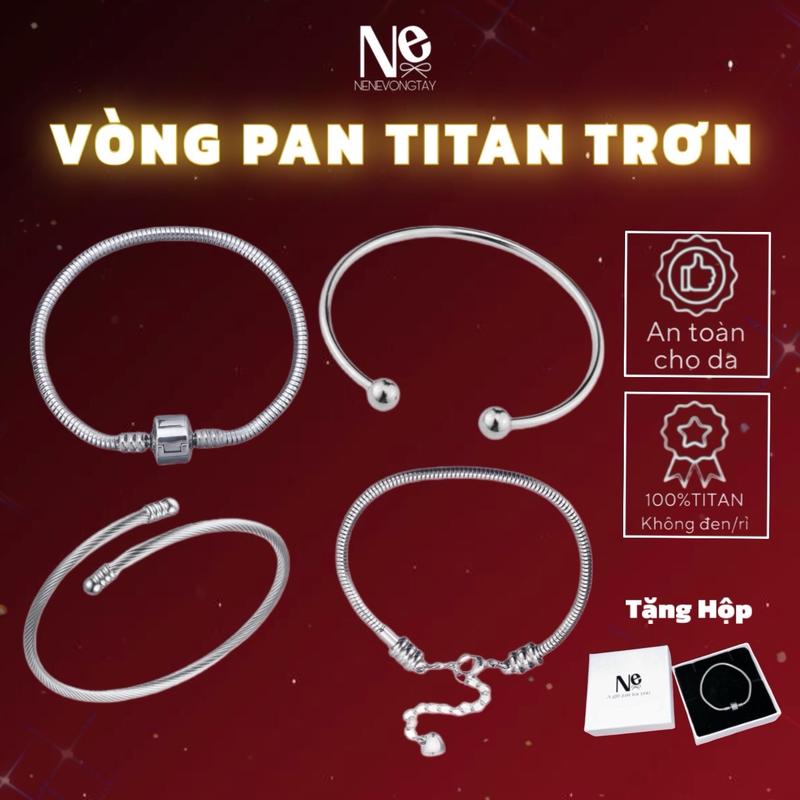   TặngHộp  Vòng tay Pan full titan Nene 4 MẪU - Thép ko hoen rỉ - Vòng tay unisex - bst New in nene 2024 