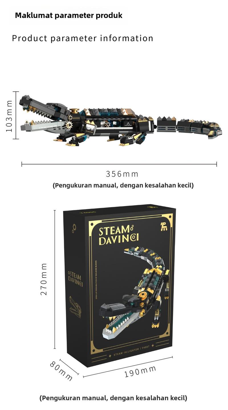 Product Introduction of 541 Piece Crocodile Building Sets, Sea Creatures Idea Model Building Kit, STEM Dinosaur World Park Building Toy, Mechanical Animal Building Set, Christmas Birthday Gift for Boys, Teens, Adults 7