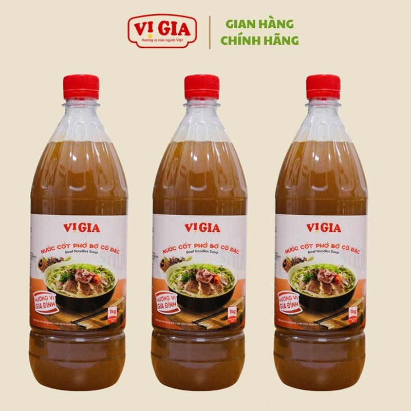 Combo 3 chai nước Cốt Phở Bò cô đặc Vị Gia 1kg, thơm ngon chuẩn vị, an toàn, tiết kiệm. Vị Gia Food Nước Sốt Gia Vị nuoccot  pho nước  cô nước  cô