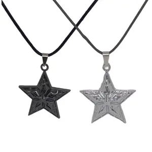 ￼KALUNG PRIA TALI HITAM BANDUL BINTANG kalung titanium star