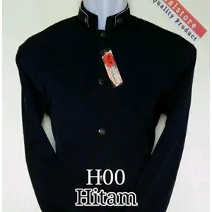 baju jasko polos warna hitam Koko Muslim Panjang Pria Dewasa