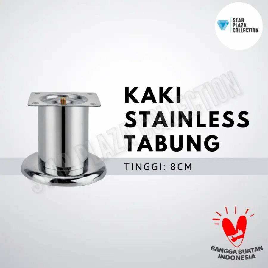 Kaki Sofa Kaki Tabung / Menara / Silinder Kaki Stabil Stainless Kaki Meja Lemari Rak Kursi Tinggi 8cm