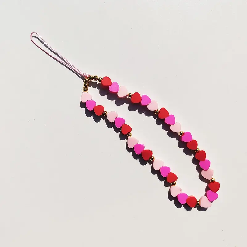 Fashionable Heart Shaped Phone Strap, Cute Colorful Decorative Cellphone Chain, Pendant Ornament For Girl Phone Key 2