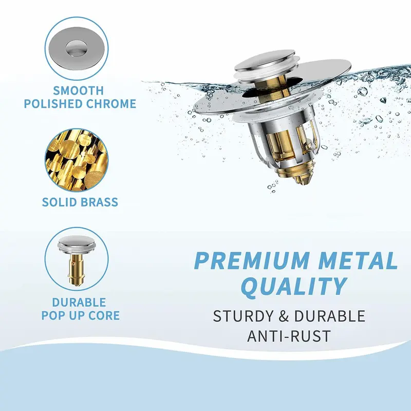 Universal Bathroom Sink Stopper, 2 Counts Pop Up Bathroom Sink Drain Strainer with Anti-clogging Filter Basket, Bathroom Drain Stopper Sink Plug for Basin Drain Holes 2