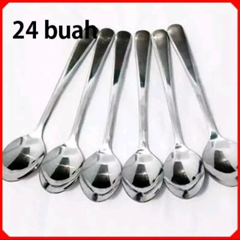 24pcs Sendok Makan Dan Garpu Makan Tebal Stainless Polos / Sendok Caffe / Sendok Makan Polos