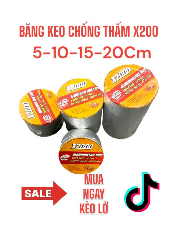 Băng Keo Chống Thấm x2000 Công Nghệ Nhật Bản .Siêu dính chống thấm nước dột dán tường dán mái tôn kích thước 5 10 15 20Cm