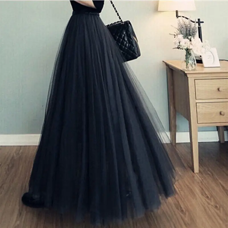 Chân Váy Lưới Maxi Tulle, Thời Trang Hàn Quốc, Dành Cho Nữ, Cạp Cao Co Giãn, 3 Lớp, Chân Váy Tutu, Có Sẵn Trong 98cm, 88cm, 78cm Và 66cm Hàng Có Sẵn Women Voan