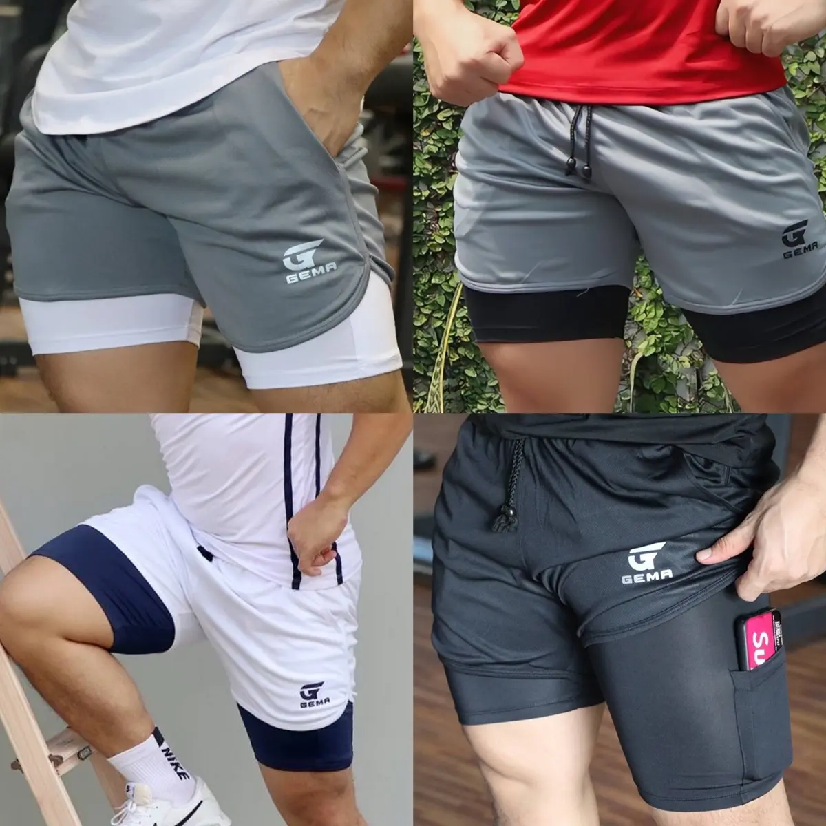 Celana sports short double (Dua lapis) Olahraga Pakaian
