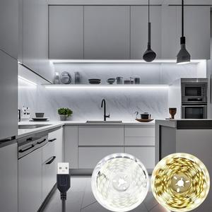 Tira de luz blanca USB 5V, 1 unidad de tira de luz LED con control de enchufe USB, tira de luz ambiental para sala de estar, decoración trasera de gabinetes, iluminación ambiental de dormitorio