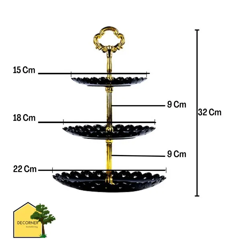 Kitstorm Piring Saji 3 Susun Untuk Kue Cupcake Display Plate Stand Piring Saji Pesta Buah 6