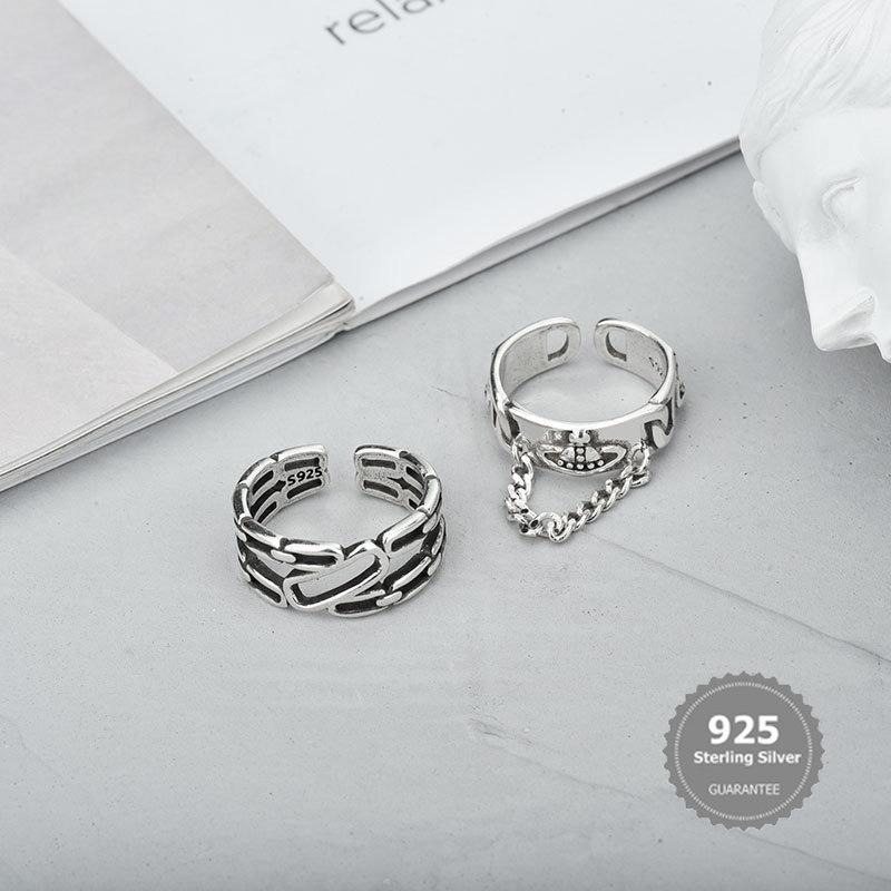 Nhẫn Thanh Lịch Bằng Bạc S925 Nhẫn Đơn Giản Có Thể Điều Chỉnh Cổ Điển Phong Cách Instagram Thời Trang 4