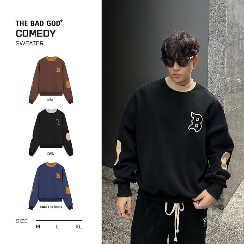 Áo sweater boxy tay dài The Bad God COMEDY - Menswear Hoodie