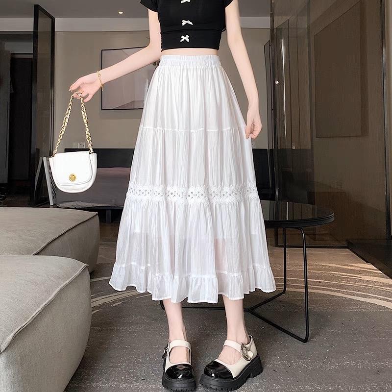 CHÂN VÁY NỮ XOÈ DÁNG DÀI PHỐI VIỀN REN MN79-HÀNG QUẢNG CHÂU LOẠI 1