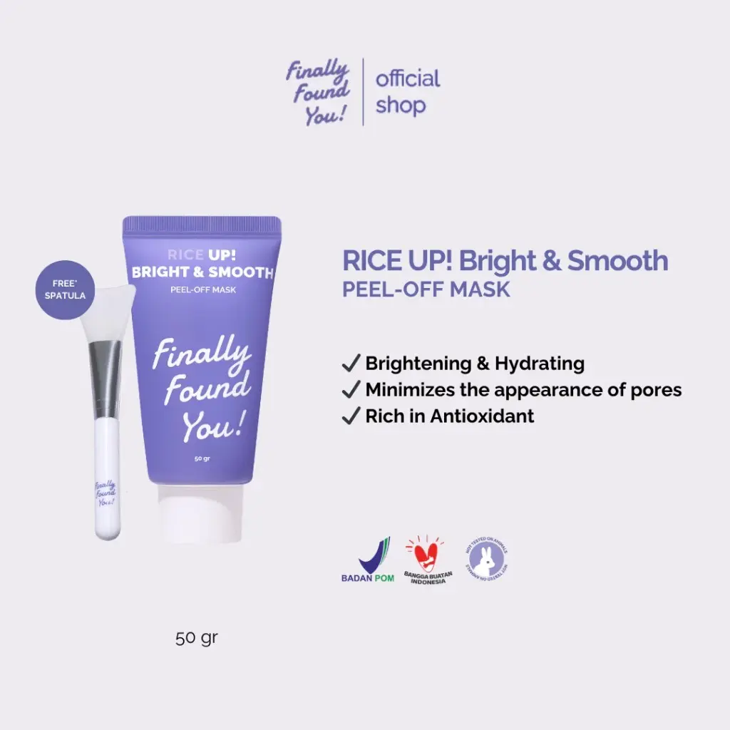 Finally Found You! RICE UP! Bright & Smooth PEEL-OFF MASK 50gr - Menghidrasi dan Mencerahkan Wajah