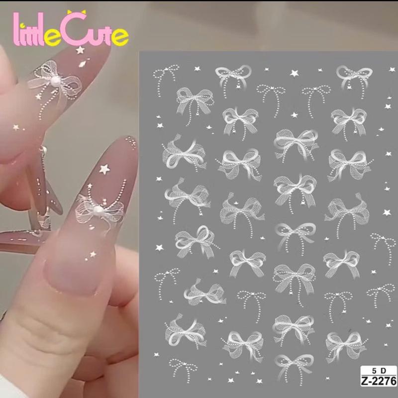Sticker miếng dán móng nổi 5D hình nơ xinh xắn. Stick nơ dải lụa 5d ( không có ngọc) Nữ