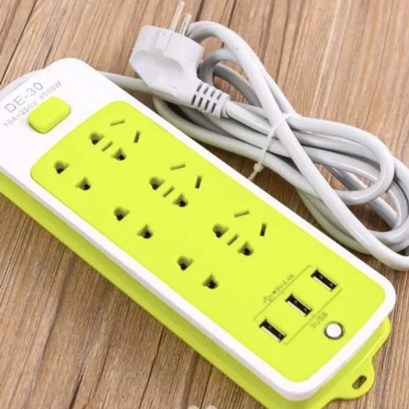 Ổ Cắm Điện Đa Năng Chống Giật Kèm 3 Cổng Usb Màu Xanh 5