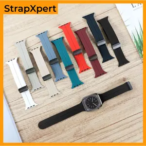 Silicone Sport Strap for Apple Watch Ultra 3/2/1 49mm 45mm 41mm Series 11 10 9 8 7 6 5 4 3 Bracelet Strap for IWatch 44mm 40mm 42mm Magnetic Buckle Bands Tali Jam Tangan Band Smartwatch & Ultra T500 T500+ T500+pro DT No 1 HW22 W26 IWO Accessories Rubber