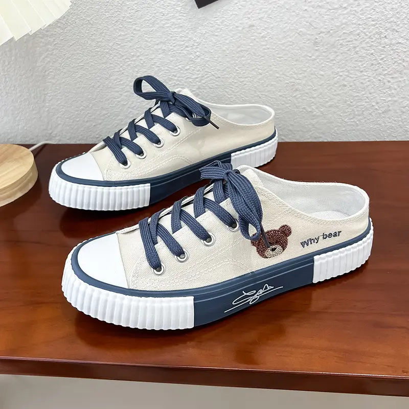 This Year's Canvas Shoes for Women 2025 Summer New Low-top Casual Sneakers Flat Korean Style Trendy Versatile Half Slippers sneaker shoes mary janes wedges kitten kitten high heels wedge sneakers ballet flats block heels block heels stilettos stilettos s