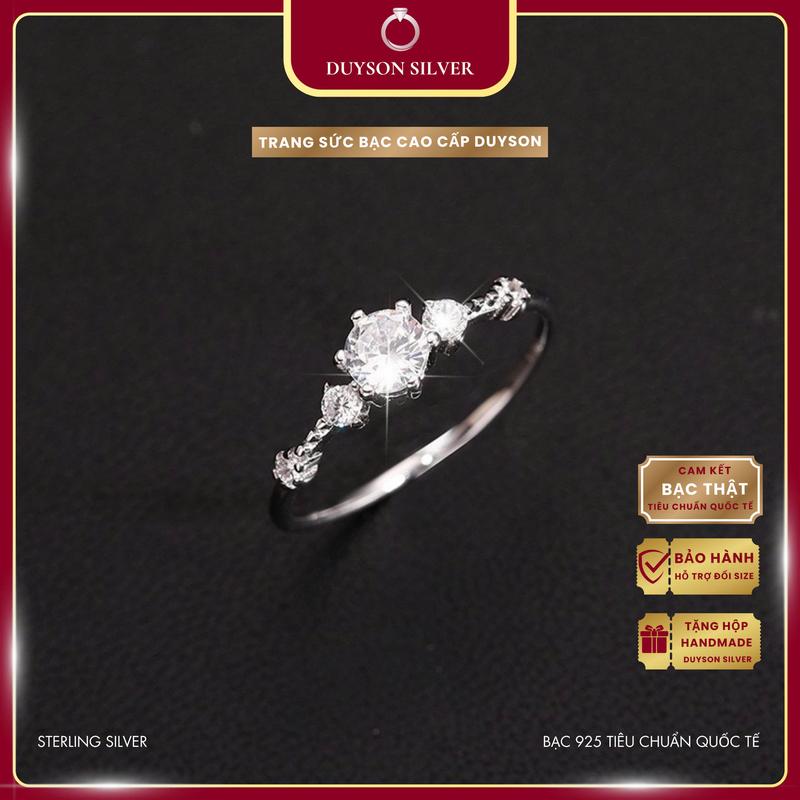 Nhẫn bạc nữ đính đá đẹp lấp lánh, nhẫn nữ bạc 925 ổ cao DUYSON SILVER [NKX1]