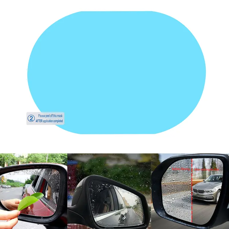Phim trong suốt chống mưa cho ô tô, Bộ 8 cái, Phim bảo vệ gương chiếu hậu, Chống sương mù, Phim chống thấm nước 3