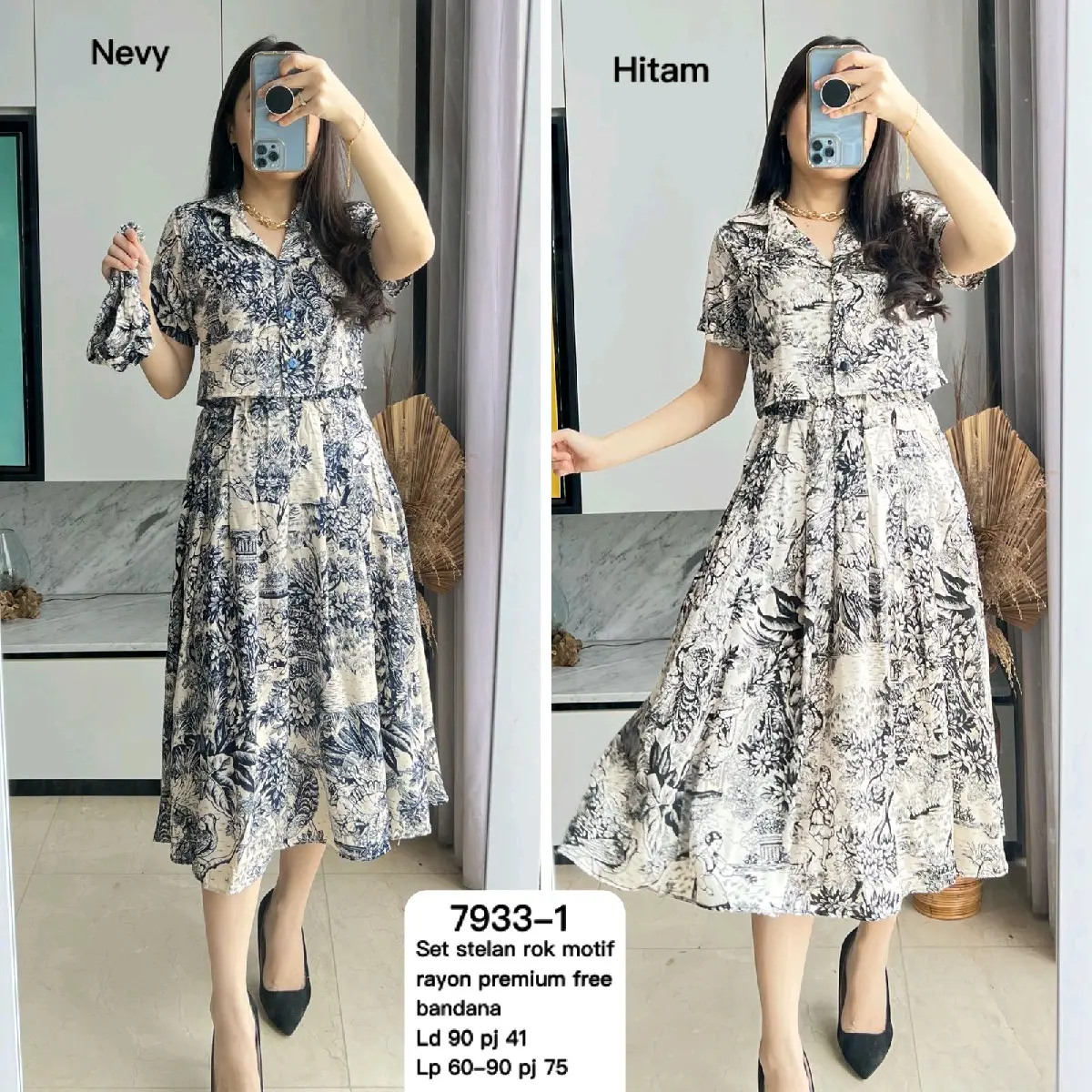 SET STELAN WANITA [ ADA 2 MOTIF ] 7933-1,-2 MV Fit Setelan Katun Rayon