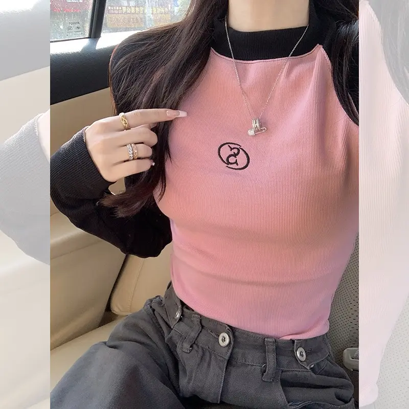 AT01 Áo thun dài tay baby tee màu sắc ngọt ngào phong cách Âu Mỹ