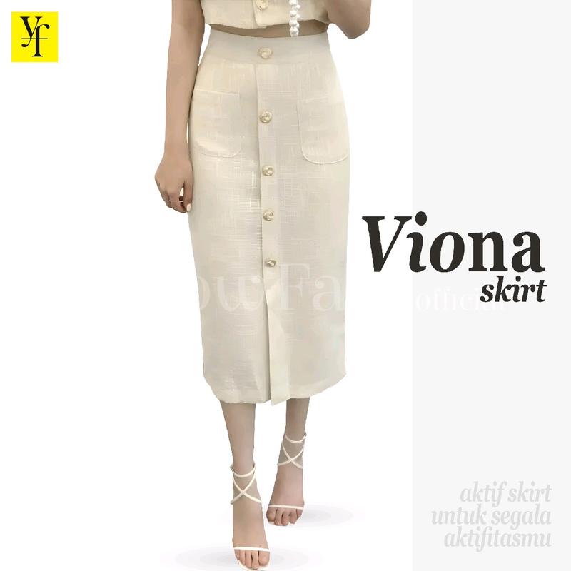 Yellowface Viona Skirt Bahan Semi Woll Premium / Rok Wanita Korean Style / Rok Span / Rok Kerja / Rok Santai Polos Kancing Tengah / Rok Model Midi dan Panjang 0