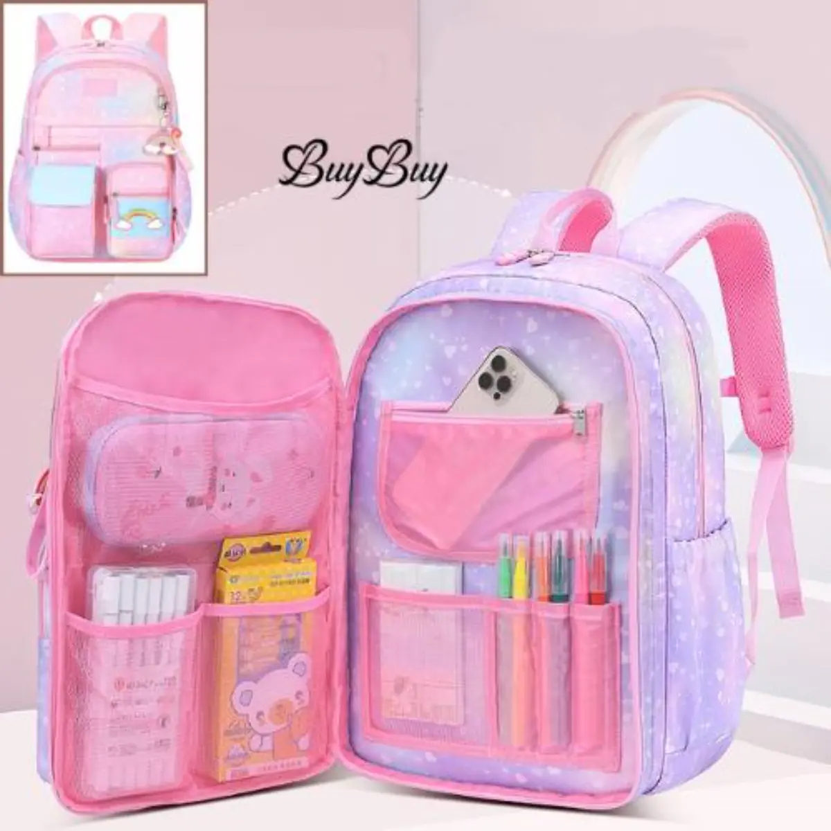 Tas Ransel Anak Imut Sekolah Import Terbaru Rainbow Perempuan Sd Smp