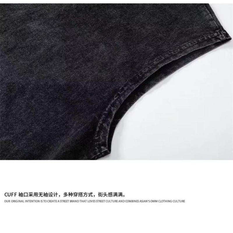High-end Clothing Men and Women Short Sleeve Sleeveless T-shirt Vest Summer Loose Pullover Plus Size Trendy Brand Fat Man Extra Large Base Shirt Wide Shoulder Tank Top 3