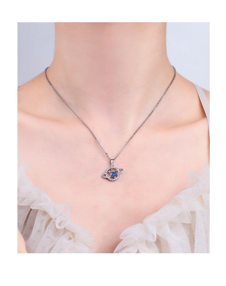 Product Introduction of Blue Planet Necklace Women Planet Sapphire Blue Necklace 3