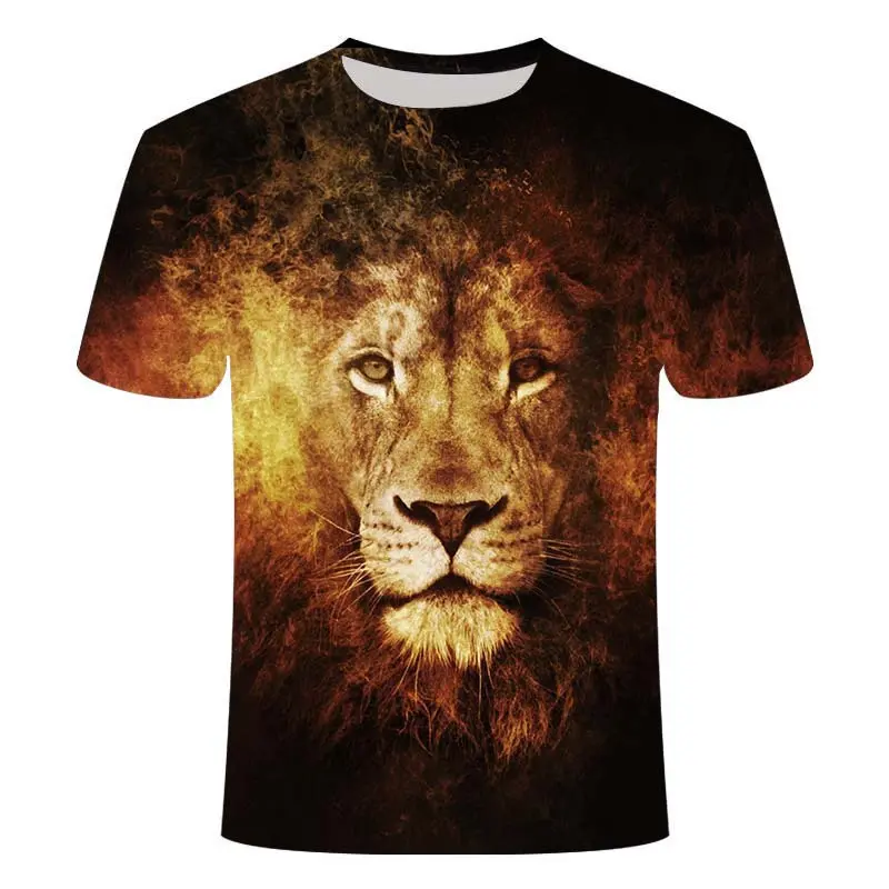 Mighty Lion Tiger Snow Leopard 3D Printed T-shirt for Casual Men's Summer Outdoor Sports T-shirt